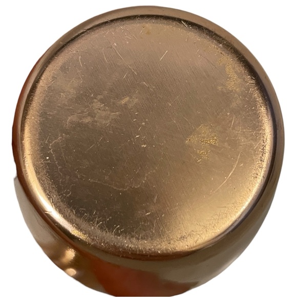 Vintage Aluminum Copper Finish Salt & Pepper Shakers Black Lids Lettering NICE - Picture 9 of 11